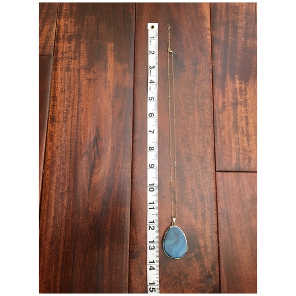 Blue Quartz Stone Pendant Goldtone Chain - Picture 5 of 5